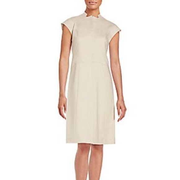 Lafayette 148 New York- Isabella Stretch Cotton Mandarin Collar Dress - Picture 6 of 6